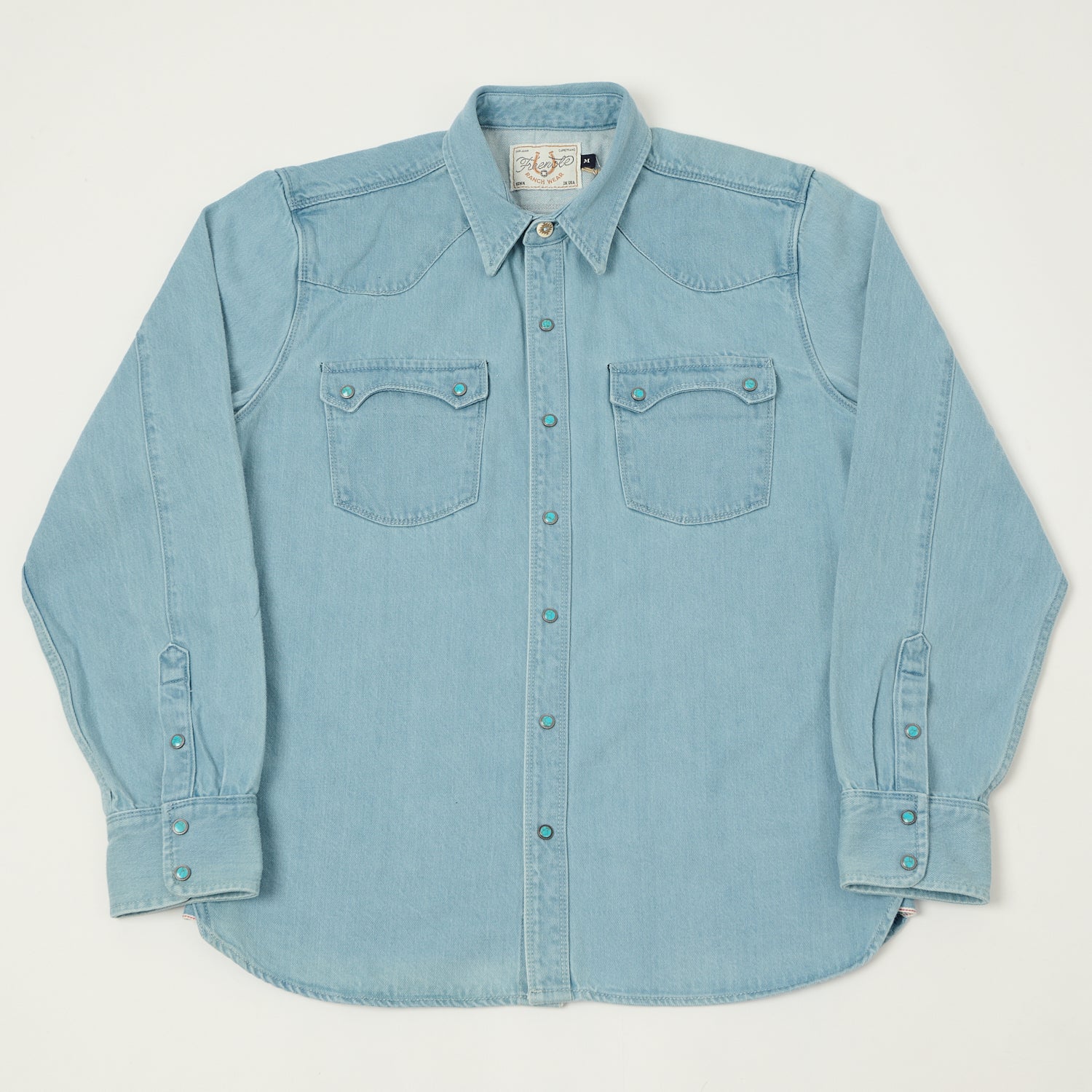 Freenote Cloth 'Modern' 11oz Denim Western Shirt - Bleach Wash
