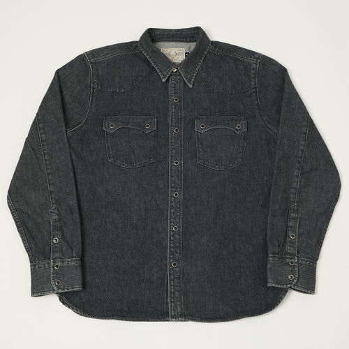 Freenote Cloth 'Modern' 11oz Denim Western Shirt - Black Stone Wash