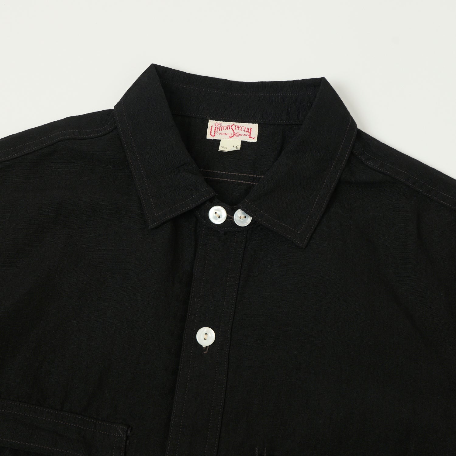 Freewheelers & Co Union Special Overalls 'Big Bertha' S/S Chambray Work Shirt - Black