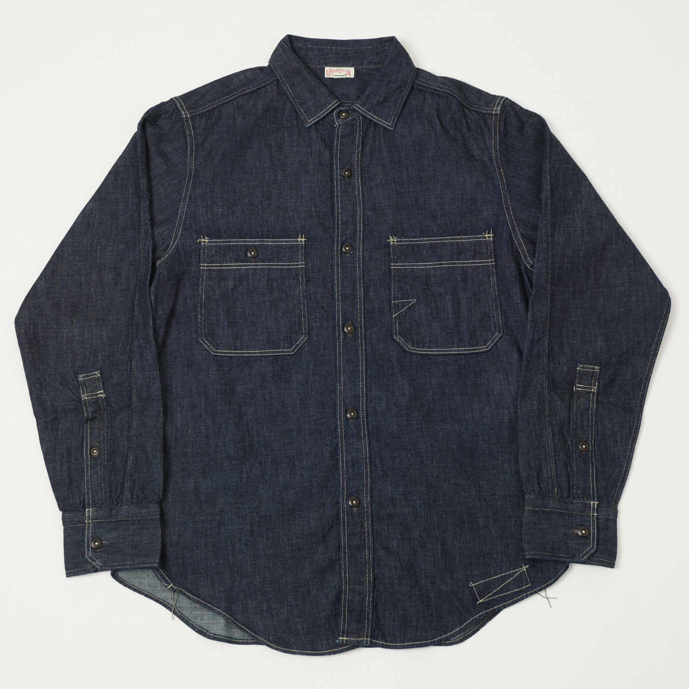 Freewheelers & Co Union Special Overalls 'Diamond Cracker' 8oz Denim Work Shirt - Indigo