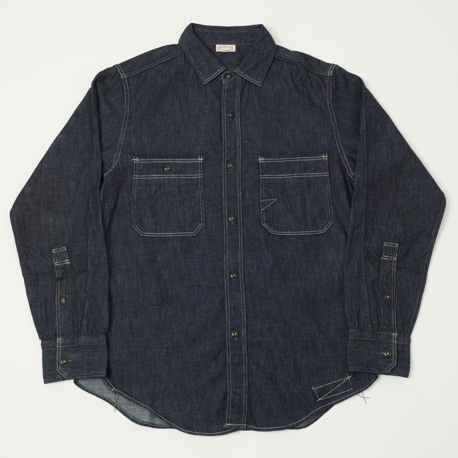 Freewheelers & Co Union Special Overalls 'Diamond Cracker' 8oz Denim Work Shirt - Indigo