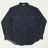 Freewheelers 'Diamond Cracker' 8oz L/S Denim Work Shirt - Indigo