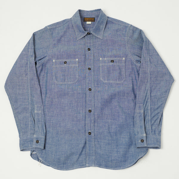 Freewheelers 2313001 'Neal' Vintage Chambray Shirt - Indigo