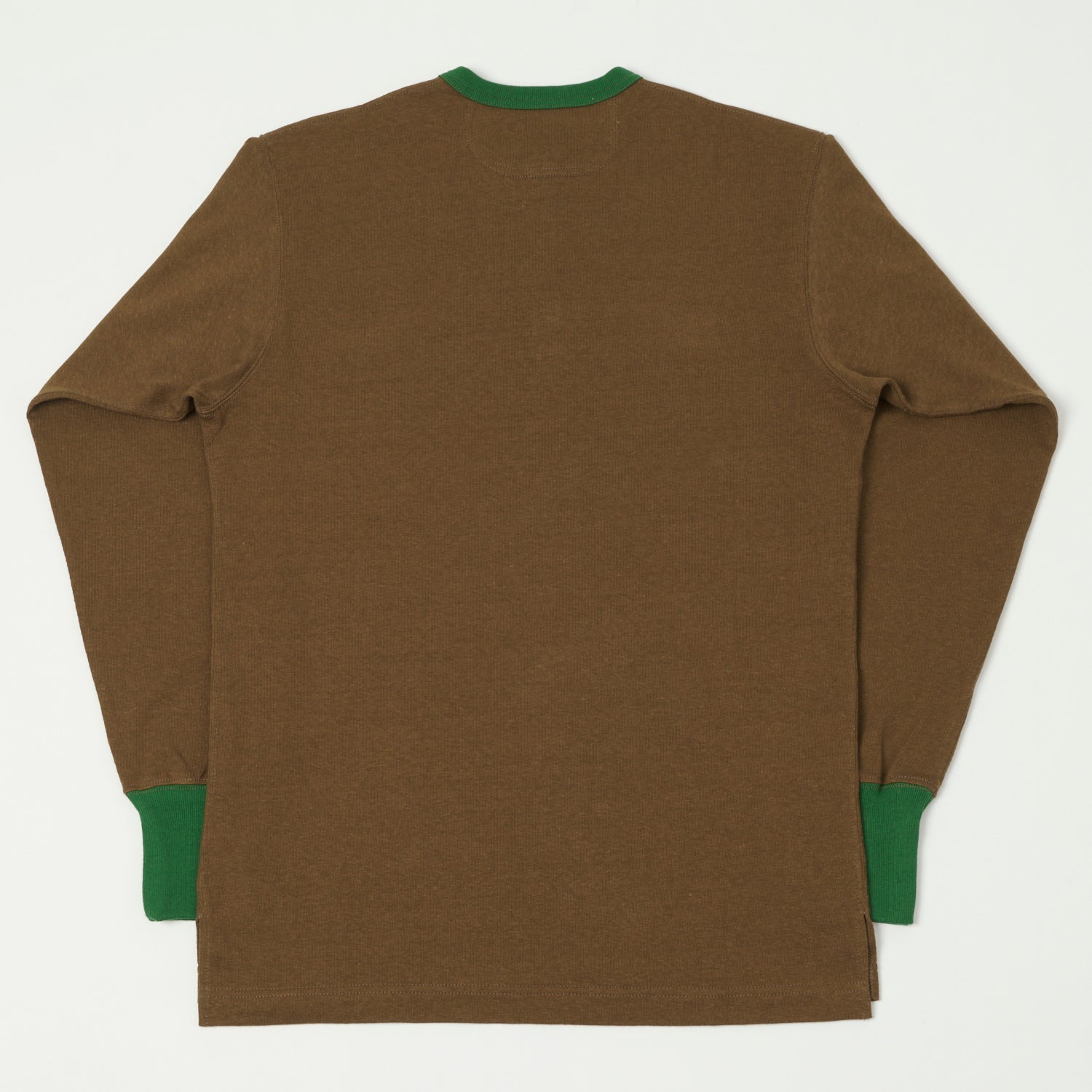 Freewheelers & Co Great Lakes Long Sleeve Henley - Brown/Tar Green