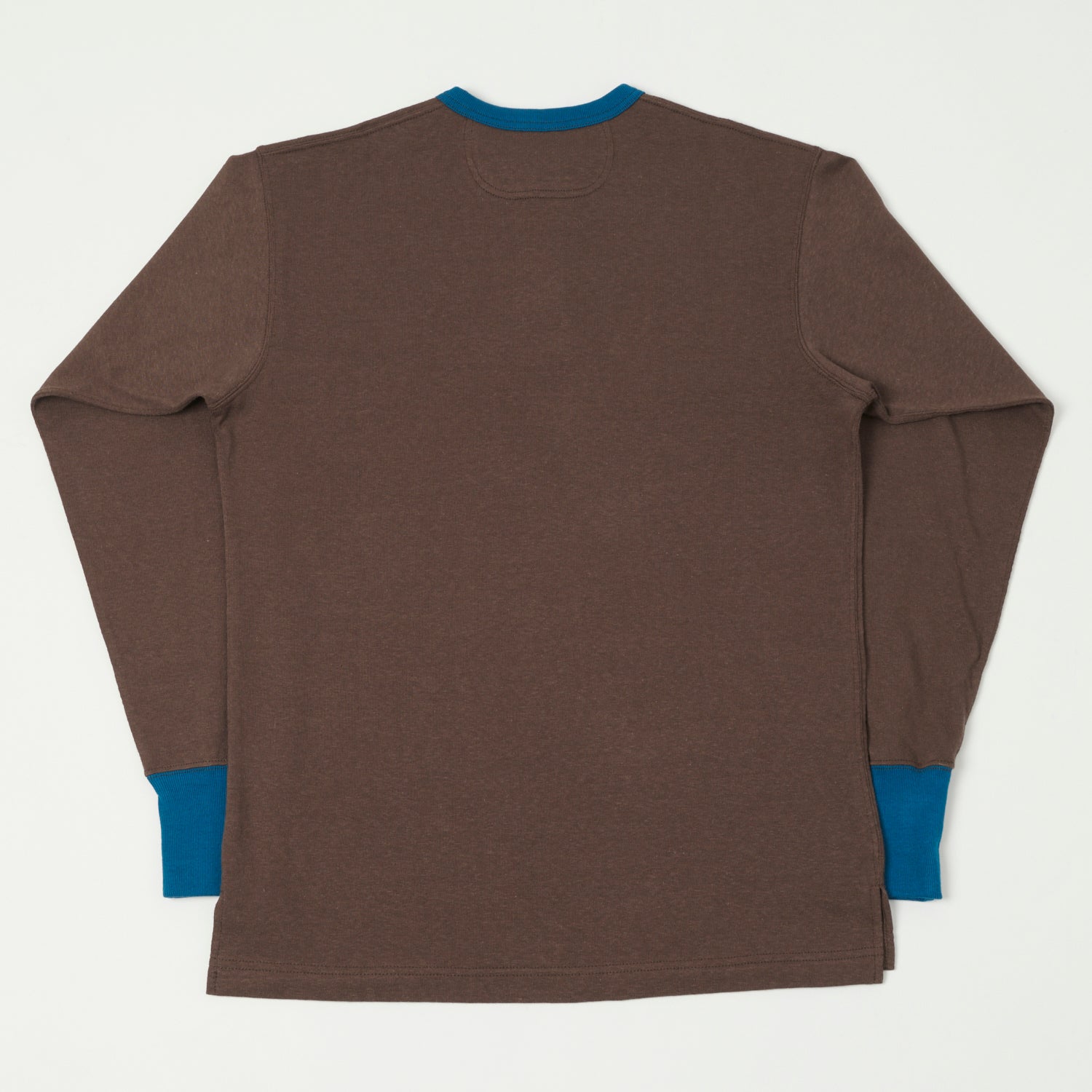 Freewheelers & Co Great Lakes Long Sleeve Henley - Coal Tar/River Blue