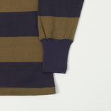 Freewheelers Horizontal Stripe Set-In Long Sleeve Tee - Navy/Khaki