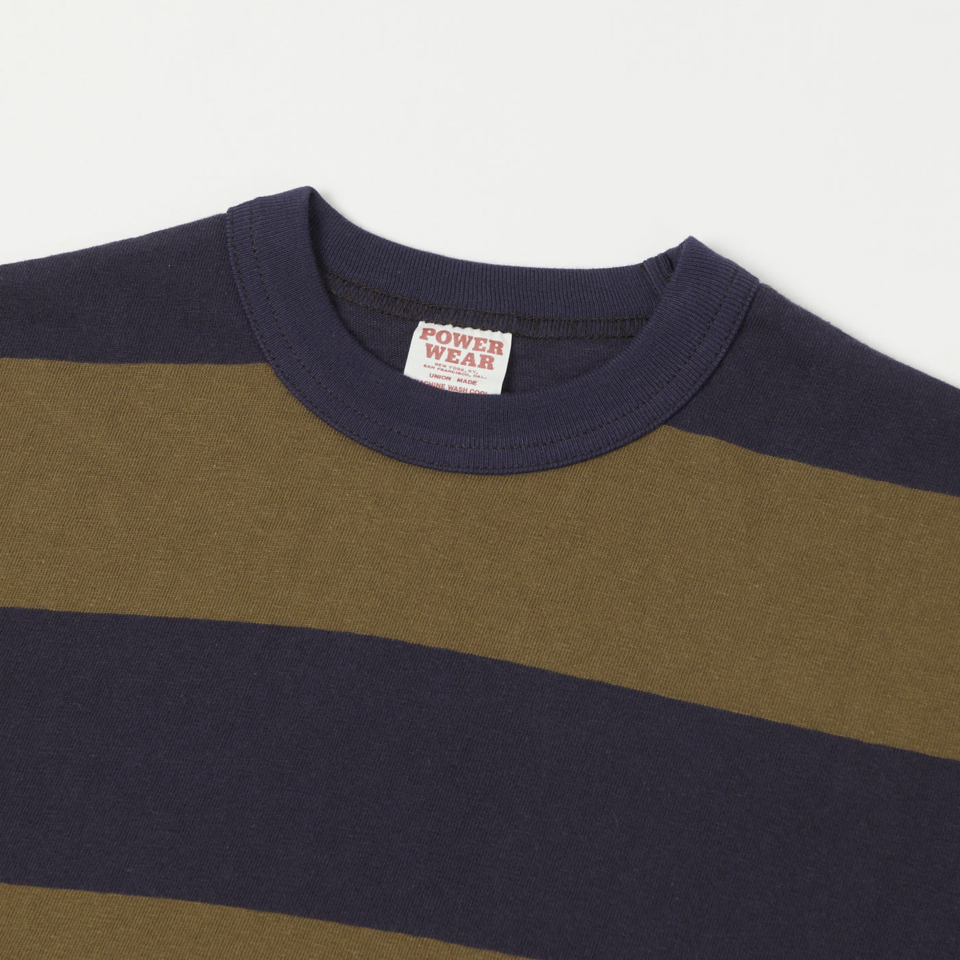 Freewheelers & Co Power Wear Horizontal Stripe Set-In Long Sleeve Tee - Navy/Khaki
