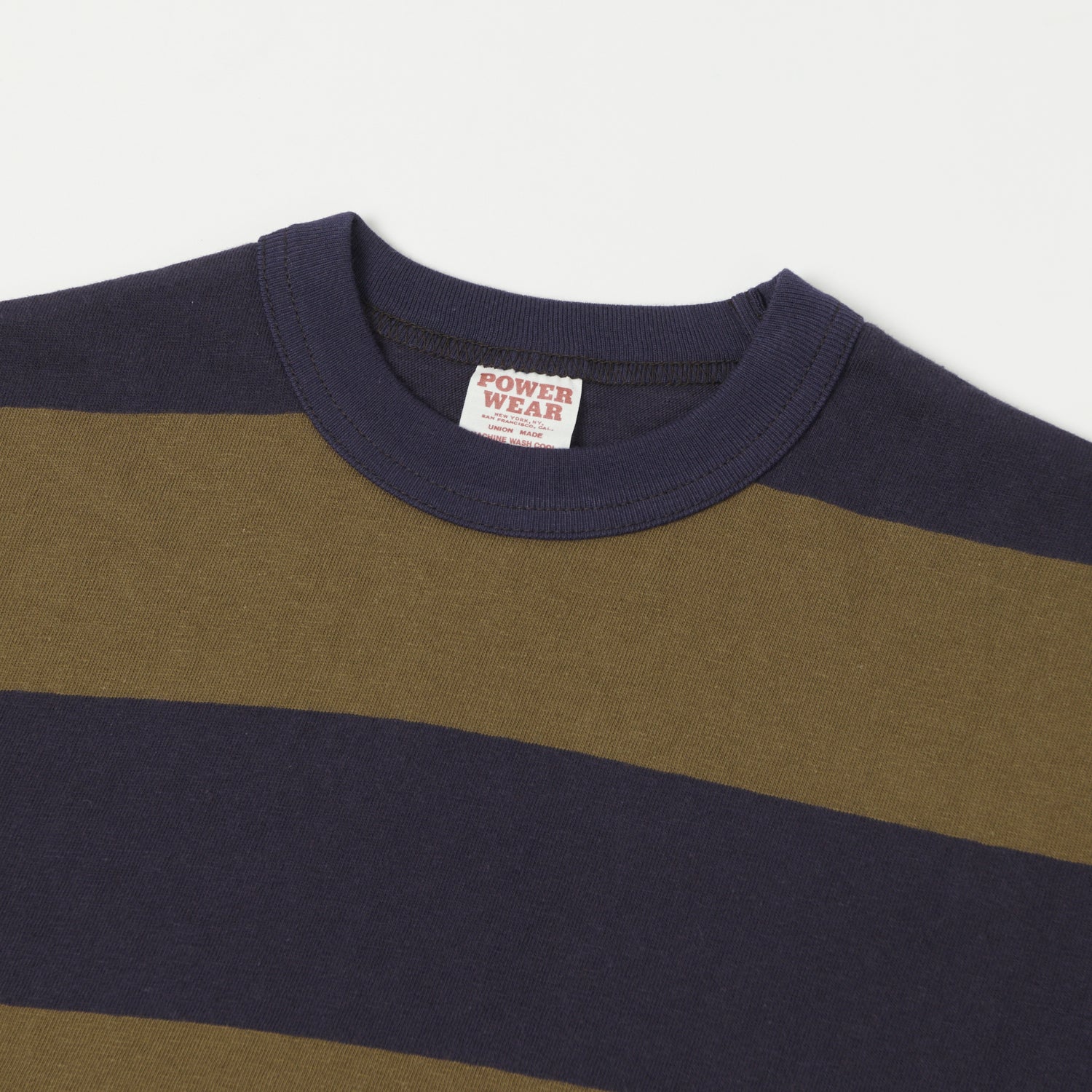 Freewheelers & Co Power Wear Horizontal Stripe Set-In Long Sleeve Tee - Navy/Khaki