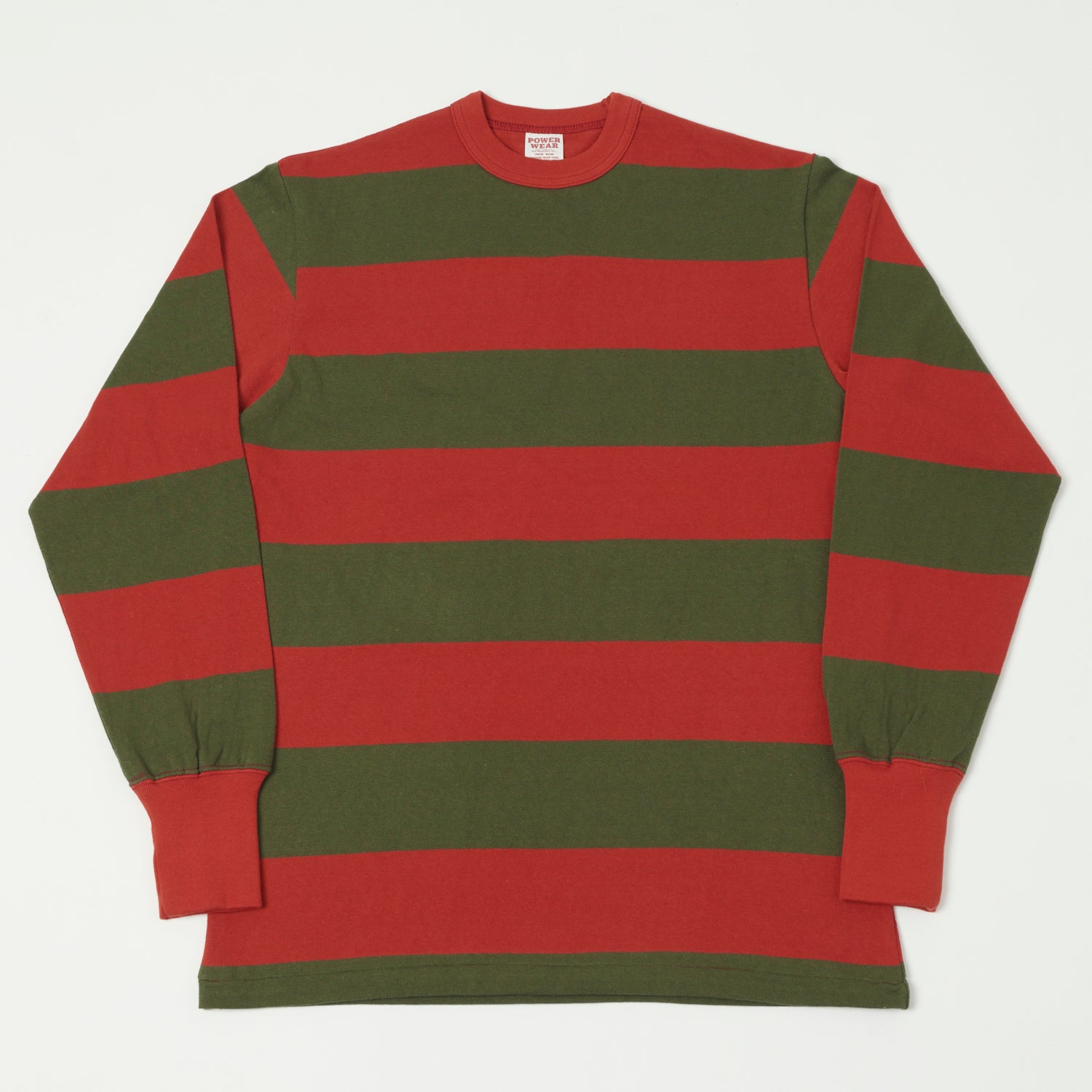 Freewheelers & Co Power Wear Horizontal Stripe Set-In Long Sleeve Tee - Red/Olive