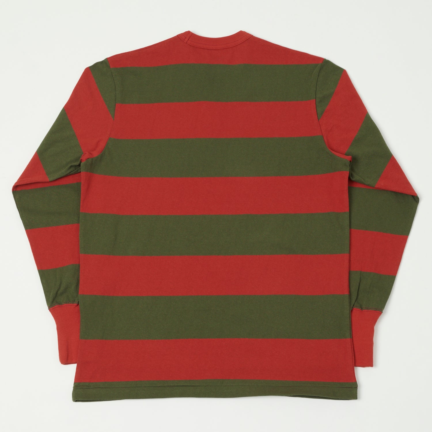 Freewheelers & Co Power Wear Horizontal Stripe Set-In Long Sleeve Tee - Red/Olive