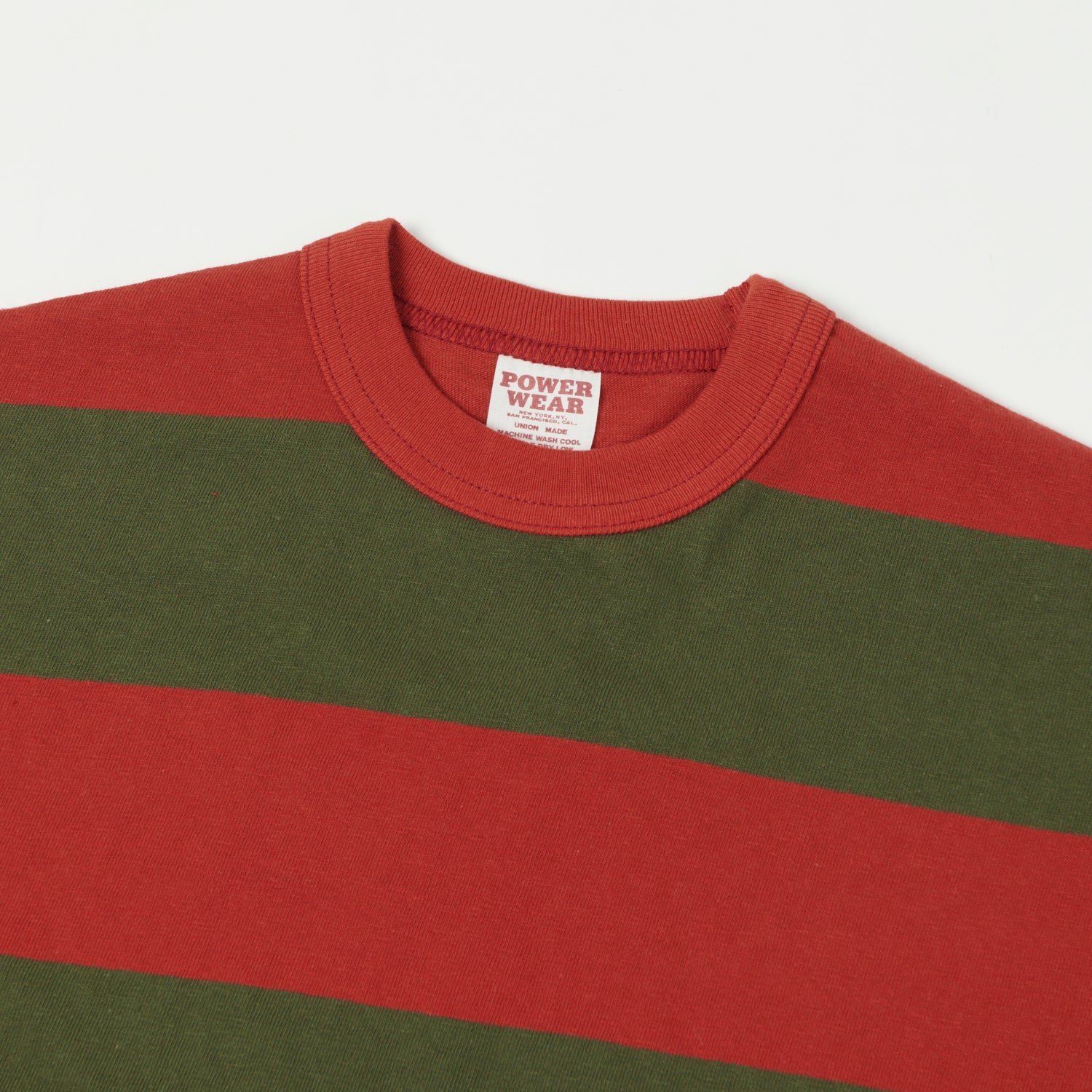 Freewheelers & Co Power Wear Horizontal Stripe Set-In Long Sleeve Tee - Red/Olive