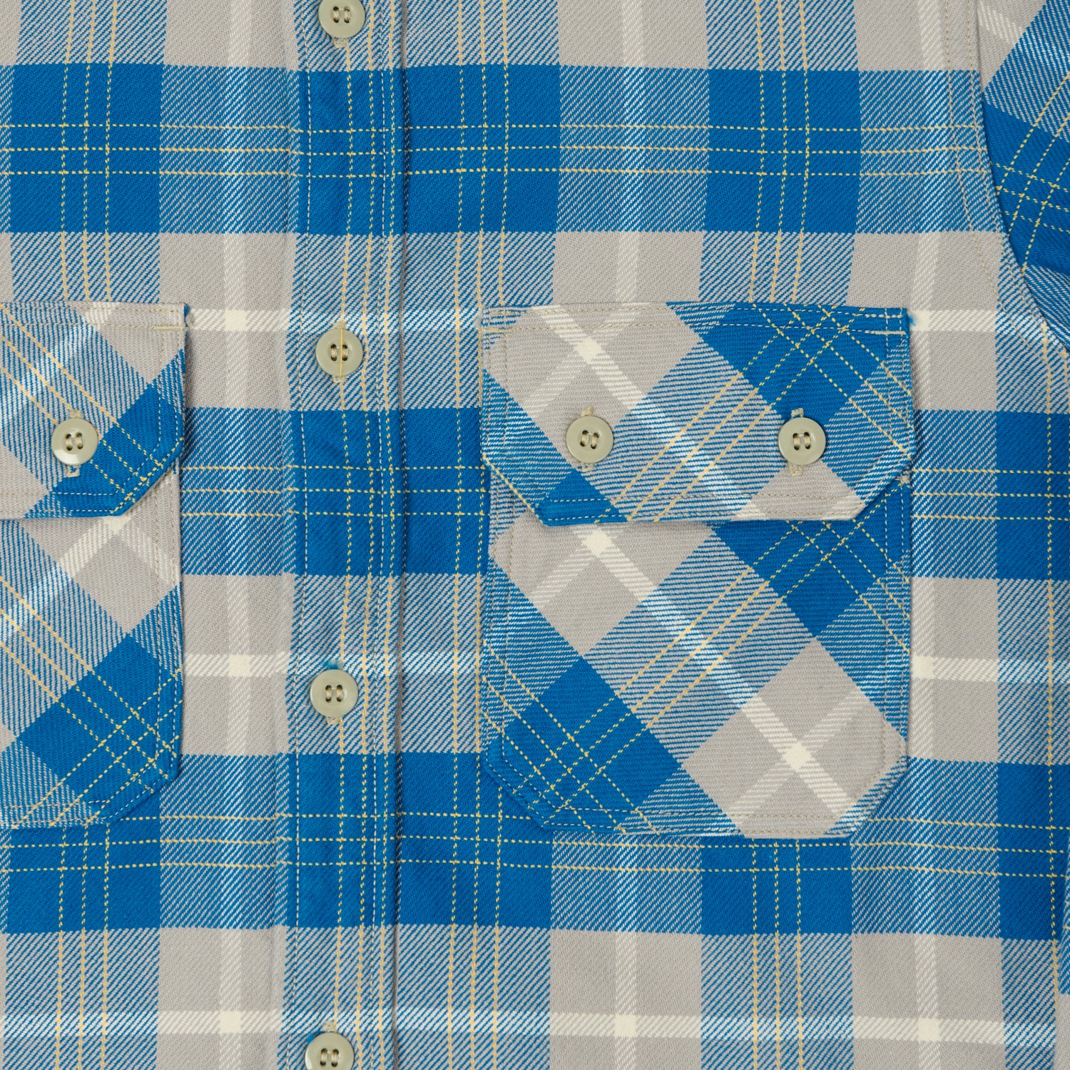 Freewheelers & Co Motor Psyclone 'Nomad' Plaid Work Shirt - Venetian Blue/Grey