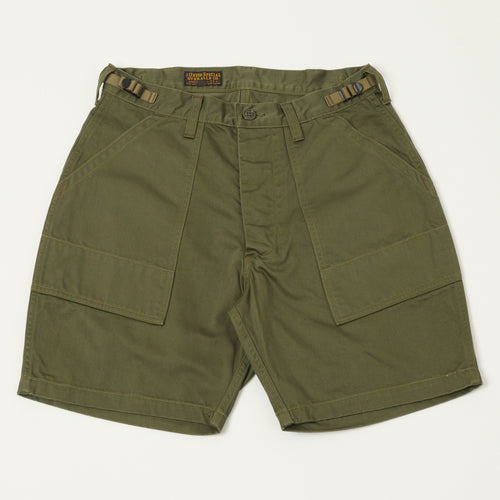 Freewheelers & Co Union Special Overalls 'Sidewinder' Military Short - Dark Olive