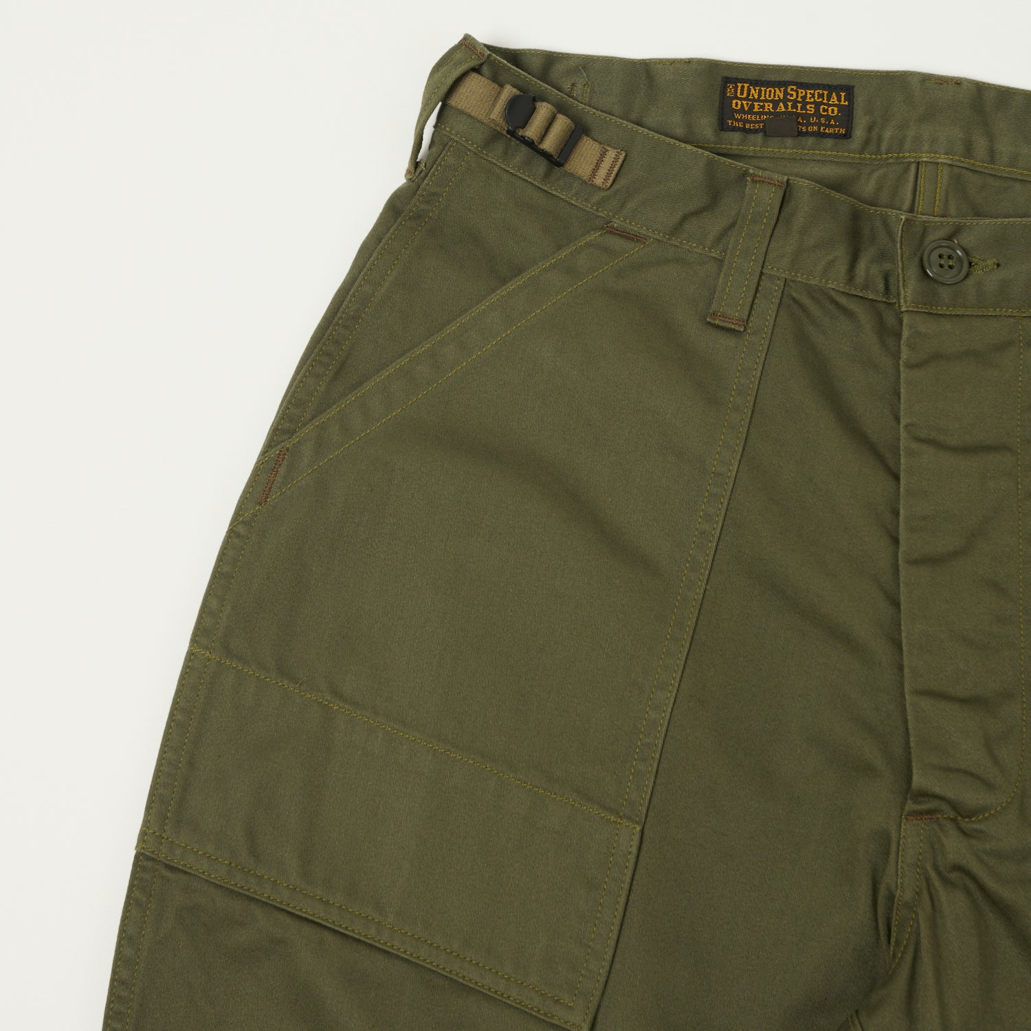 Freewheelers & Co Union Special Overalls 'Sidewinder' Military Short - Dark Olive