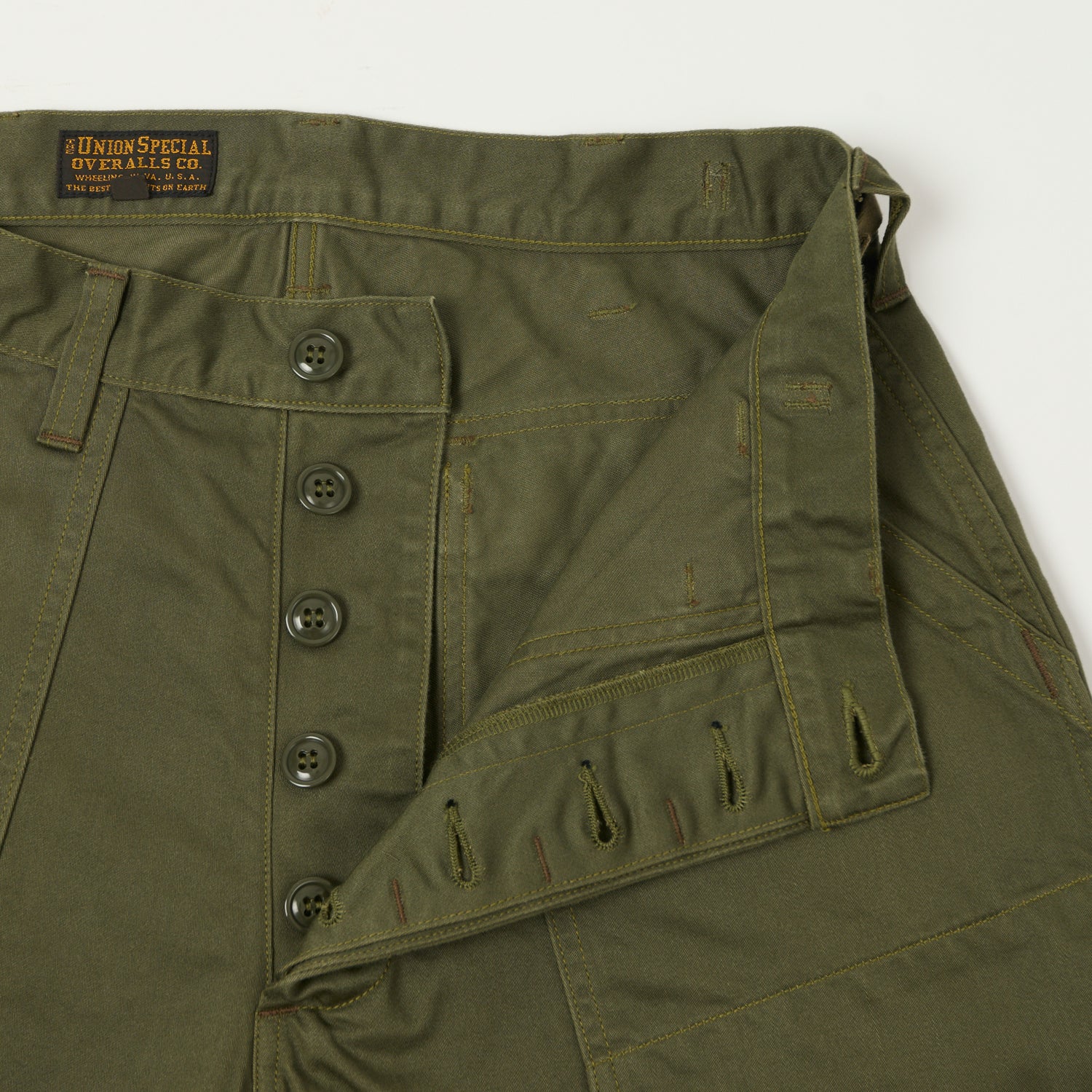 Freewheelers & Co Union Special Overalls 'Sidewinder' Military Short - Dark Olive