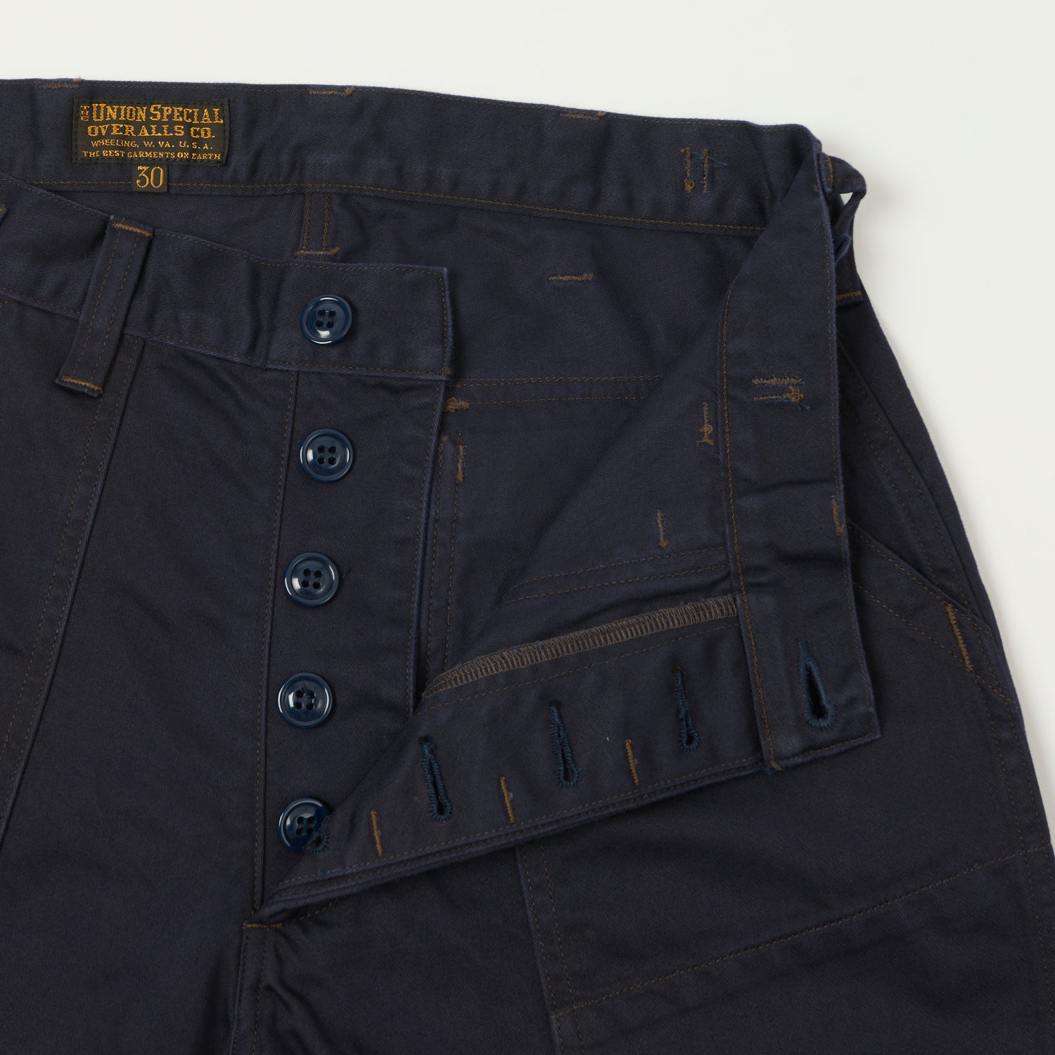 Freewheelers & Co Union Special Overalls 'Sidewinder' Military Short - Dark Red Navy
