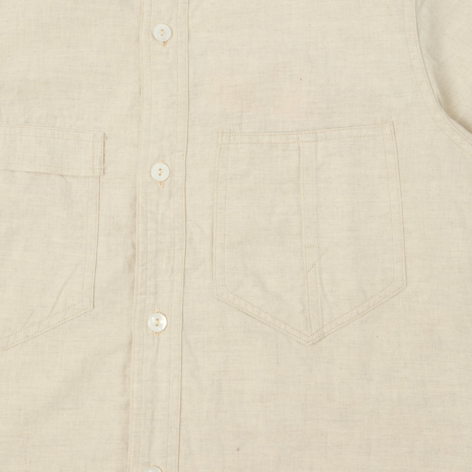 Freewheelers & Co Union Special Overalls 'Big Bertha' S/S Chambray Work Shirt - White
