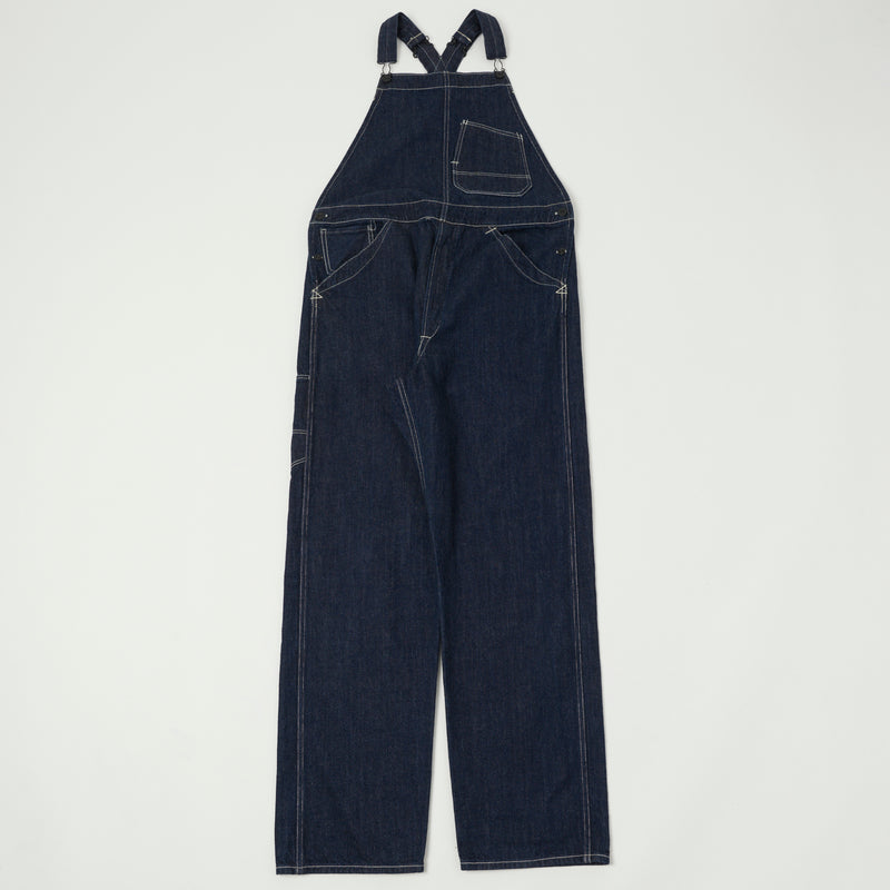 Freewheelers 'Silver Hammer' Bib Denim Overall - Rinsed