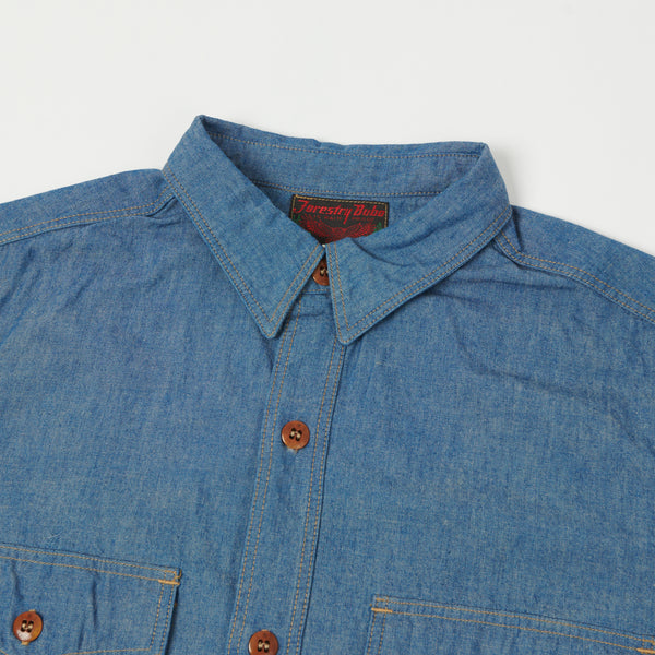 Freewheelers 'Skid Row' Chambray Shirt - Indigo