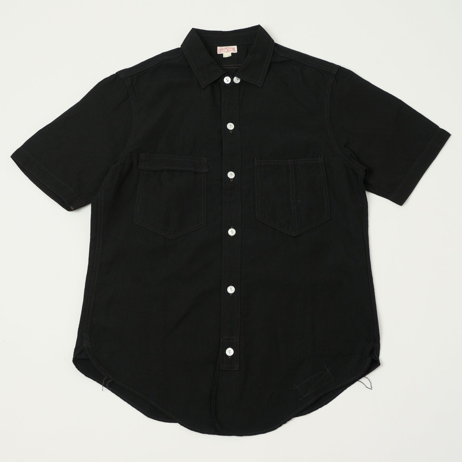 Freewheelers & Co Union Special Overalls 'Big Bertha' S/S Chambray Work Shirt - Black