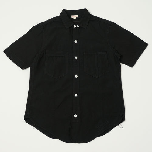 Freewheelers & Co Union Special Overalls 'Big Bertha' S/S Chambray Work Shirt - Black