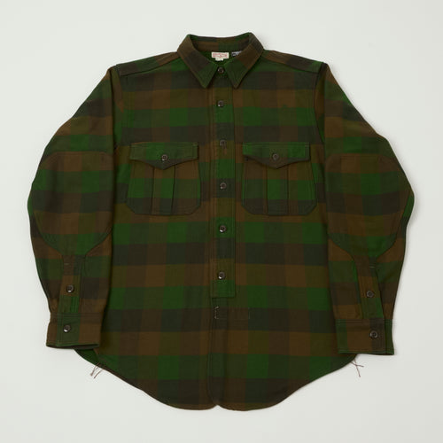 Freewheelers & Co Union Special Overalls 'BaldyGus' Mechanic Shirt - Bottle Green/Khaki Brown