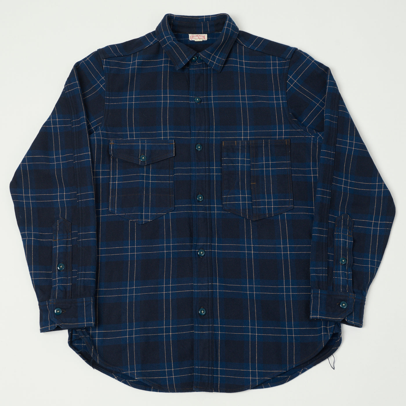 Freewheelers & Co Union Special Overalls 'Blystone' Mechanic Shirt - Dark Venetian Blue/Navy