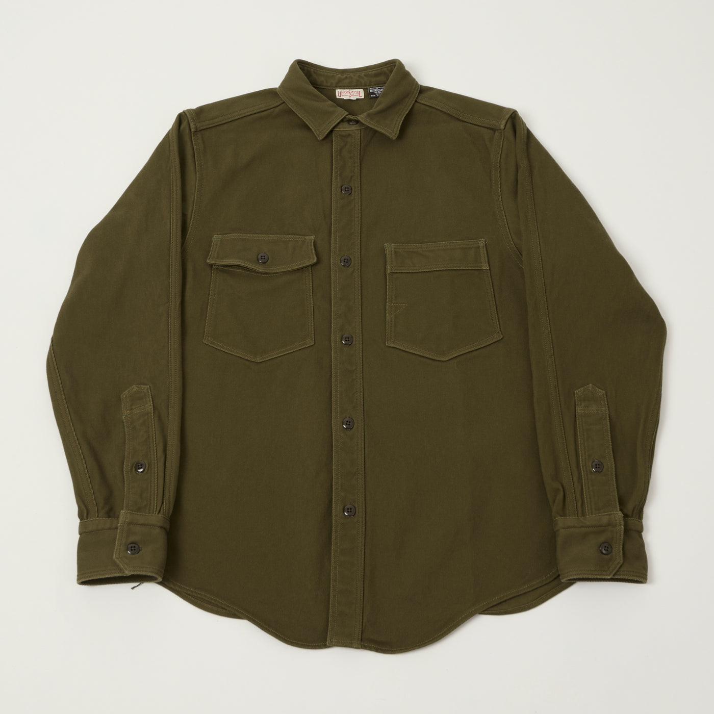 Freewheelers & Co Union Special Overalls 'Gemsa' Work Shirt - Khaki Olive