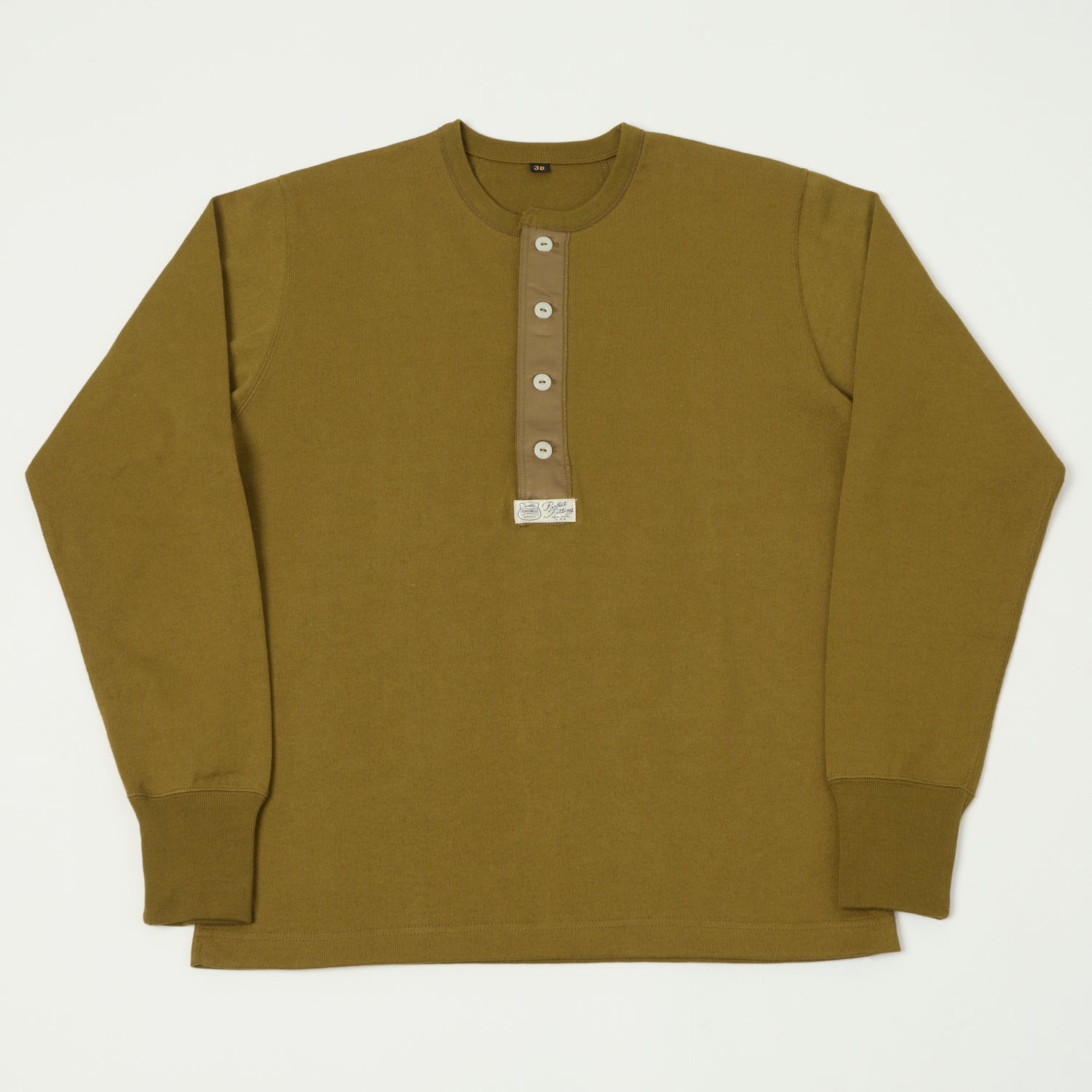 Freewheelers & Co Power Wear Long Sleeve Henley - Olive Drab