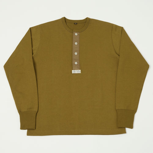 Freewheelers & Co Power Wear Long Sleeve Henley - Olive Drab