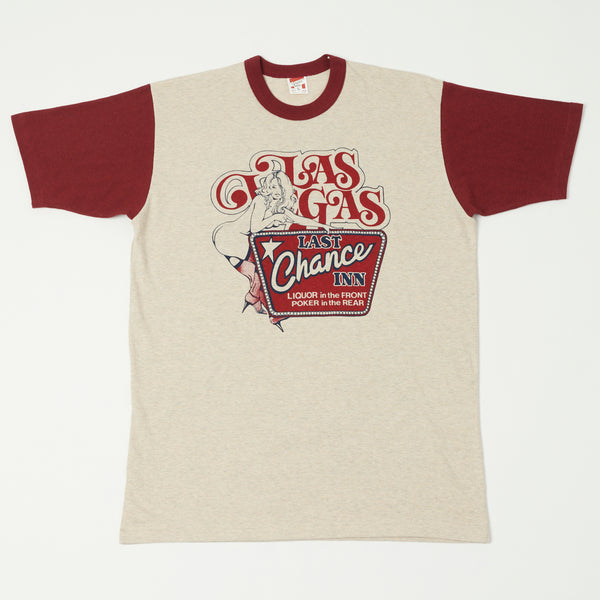 Freewheelers 2325013 'Las Vegas Stripper' Tee - Oatmeal/Crimson
