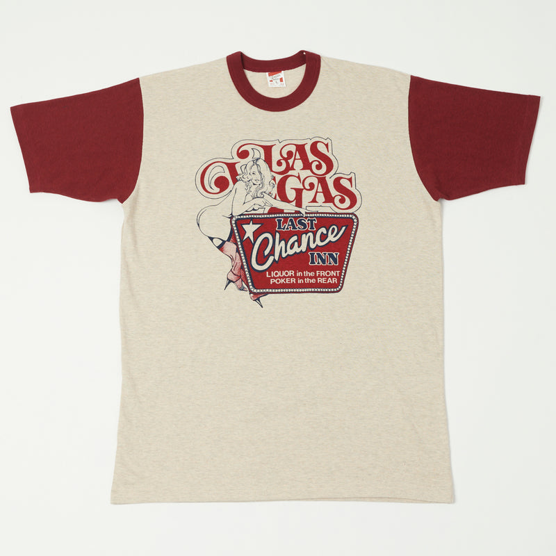 Freewheelers 2325013 'Las Vegas Stripper' Tee - Oatmeal/Crimson