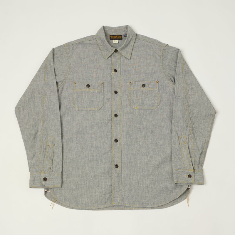 Freewheelers & Co Union Special Overalls 'Neal' Chambray Shirt - Black Pepper