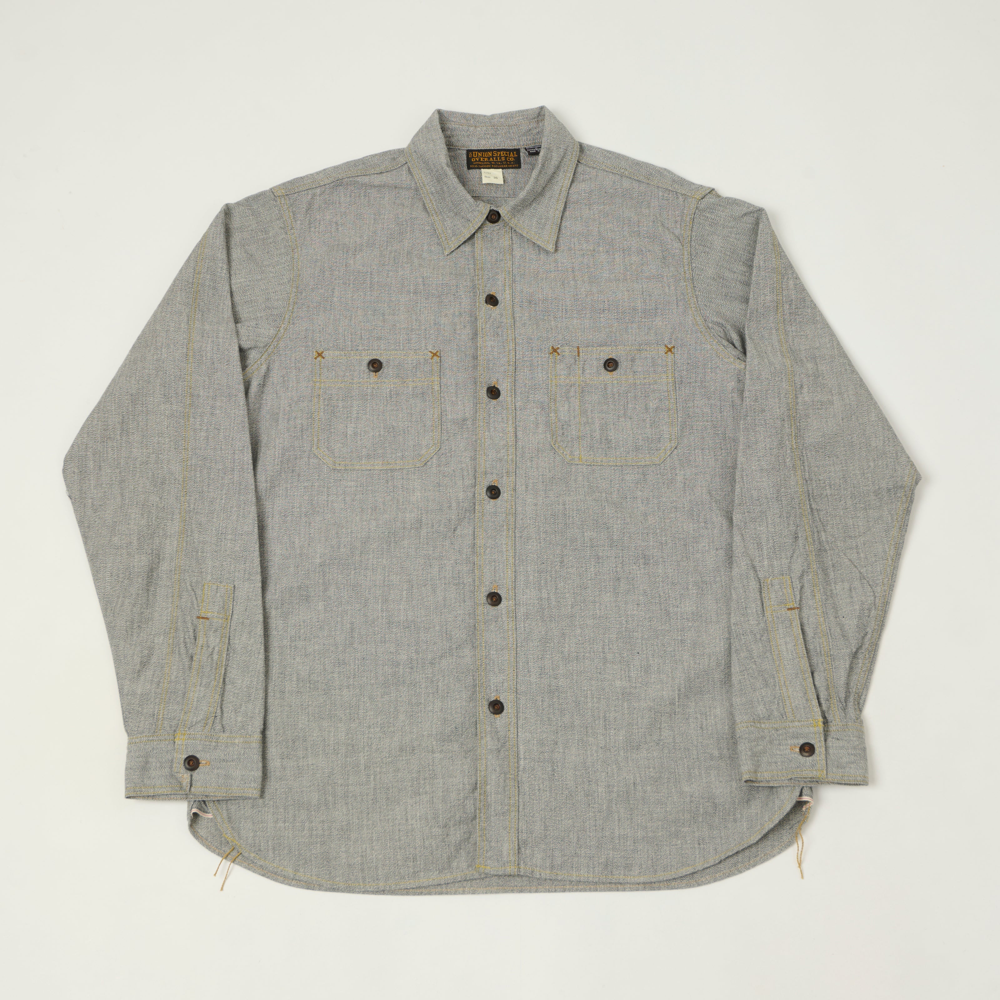 Freewheelers & Co Union Special Overalls 'Neal' Chambray Shirt - White Pepper