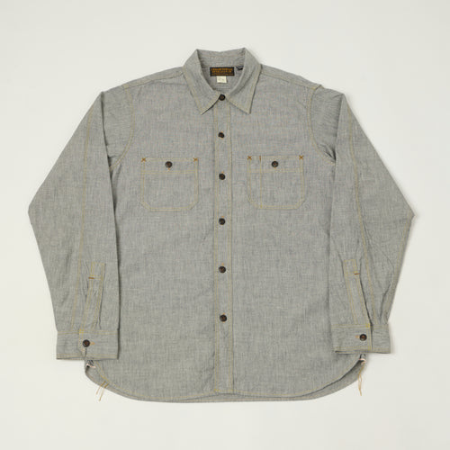 Freewheelers & Co Union Special Overalls 'Neal' Chambray Shirt - White Pepper