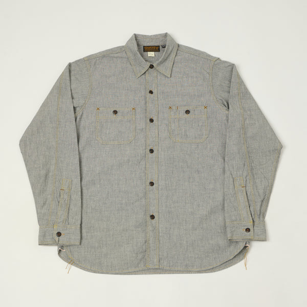 Freewheelers & Co Union Special Overalls 'Neal' Chambray Shirt - White Pepper