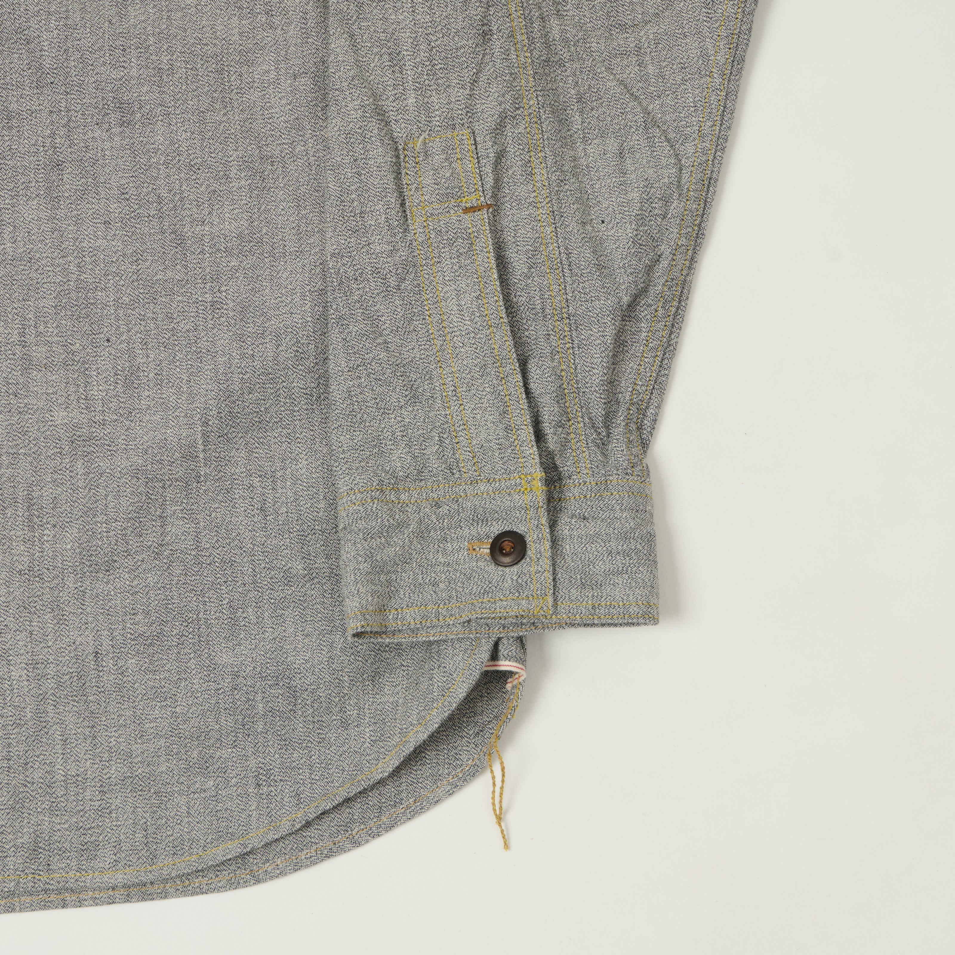 Freewheelers & Co Union Special Overalls 'Neal' Chambray Shirt - White Pepper