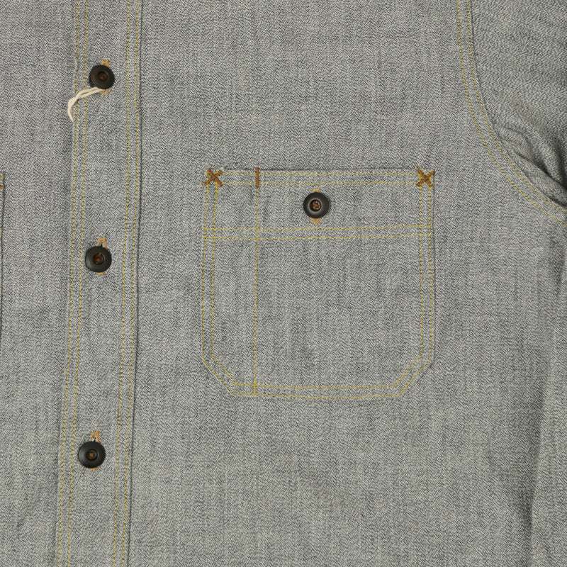 Freewheelers & Co Union Special Overalls 'Neal' Chambray Shirt - Black Pepper