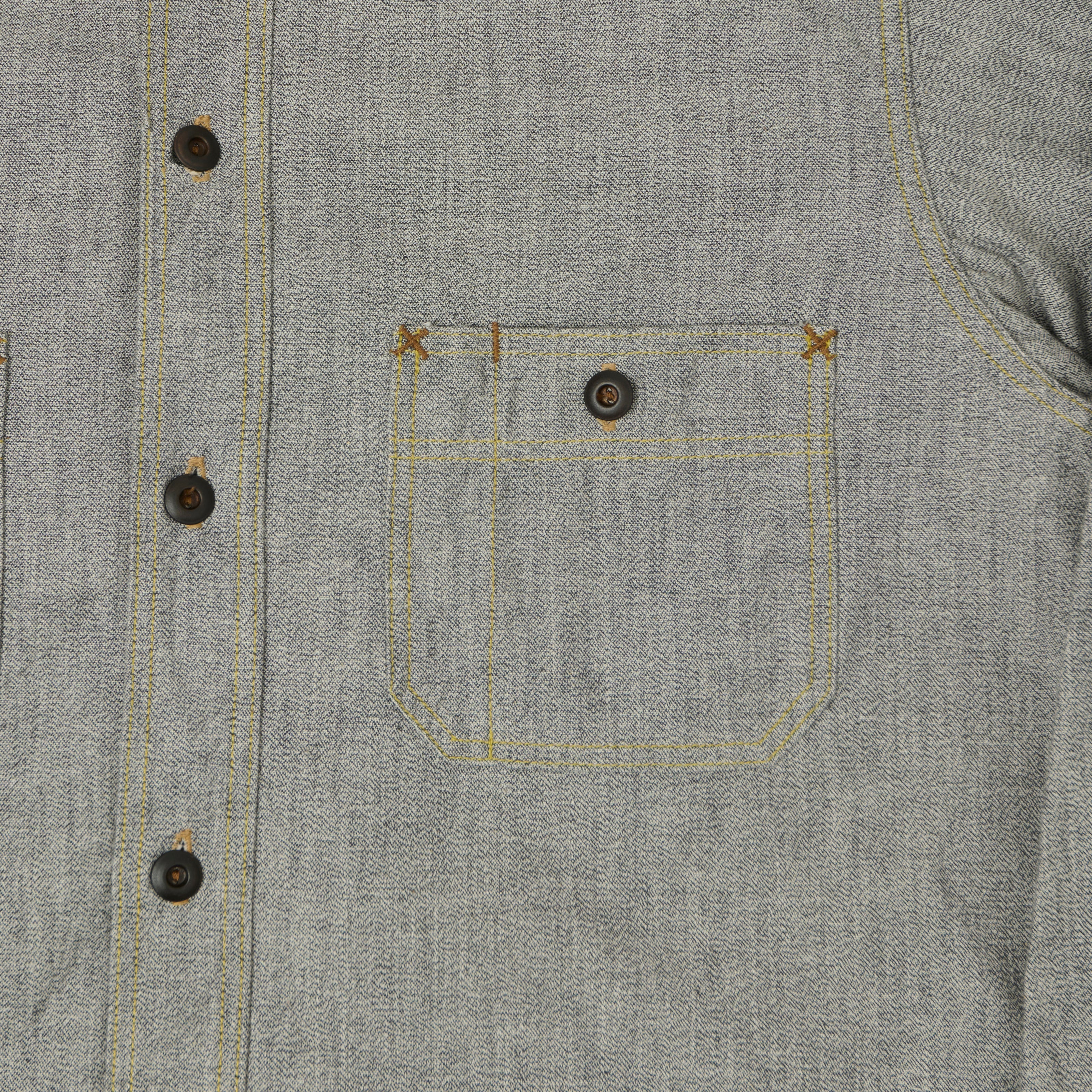 Freewheelers & Co Union Special Overalls 'Neal' Chambray Shirt - White Pepper