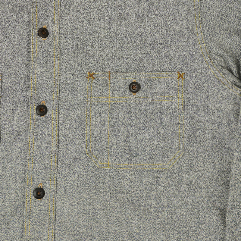 Freewheelers & Co Union Special Overalls 'Neal' Chambray Shirt - White Pepper