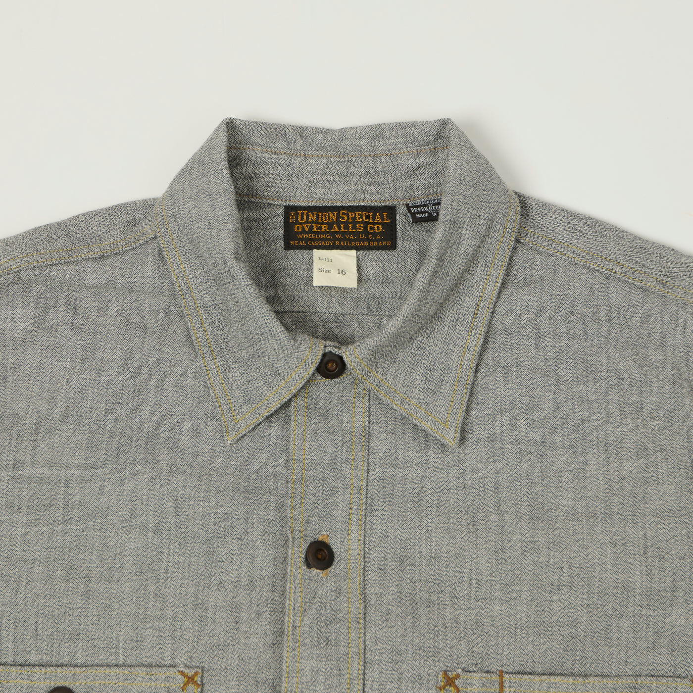 Freewheelers & Co Union Special Overalls 'Neal' Chambray Shirt - White Pepper