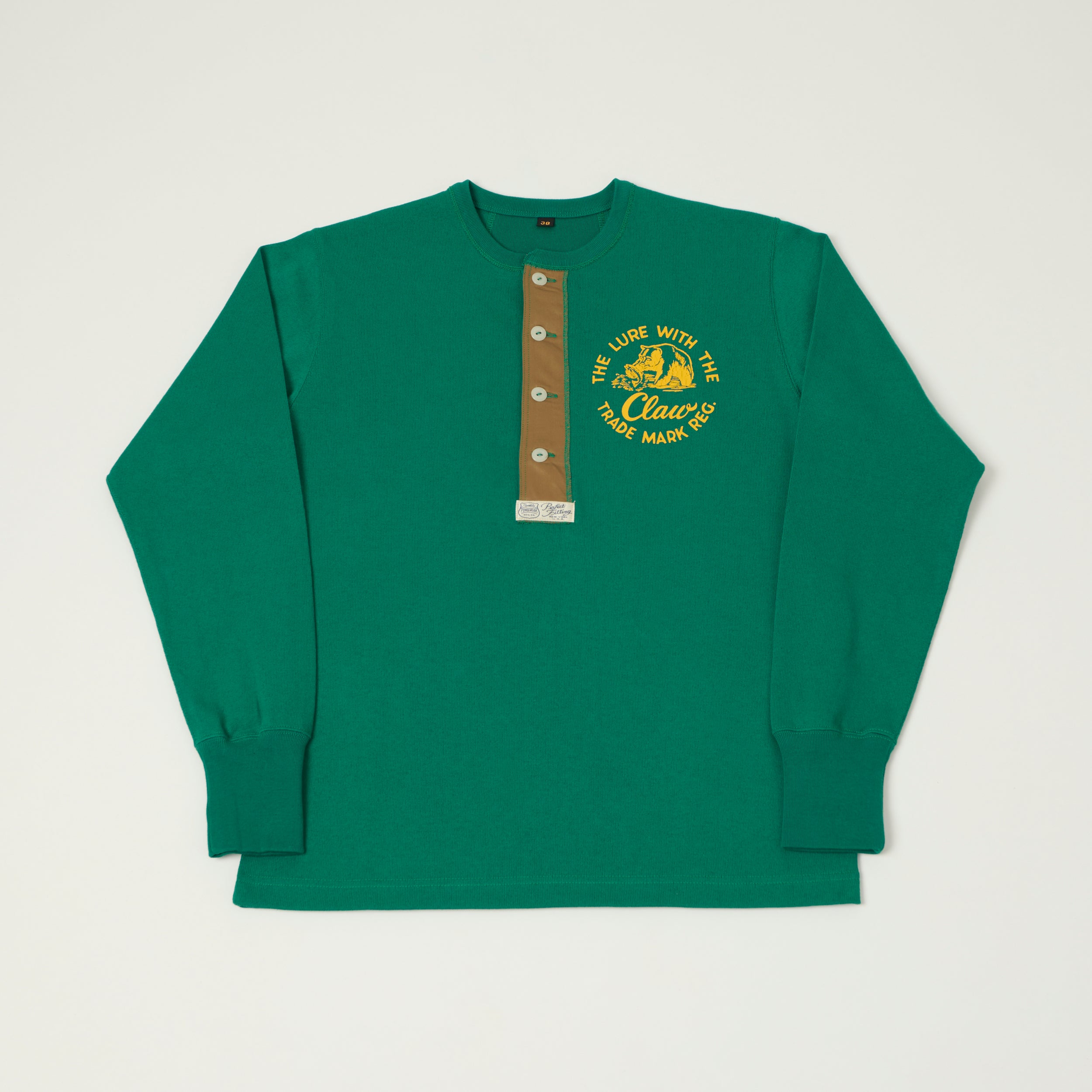 Freewheelers & Co Power Wear 'Claw' Long Sleeve Henley - Green
