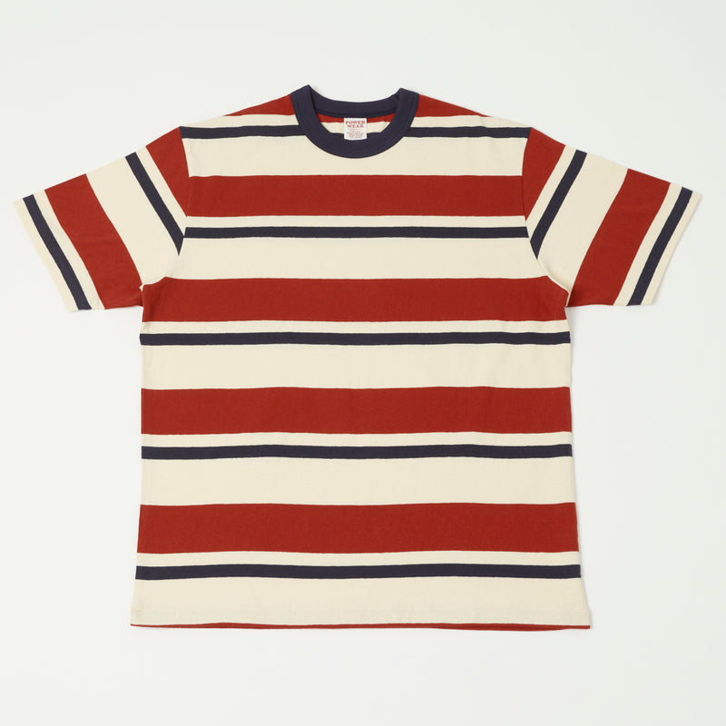 Freewheelers 'Power Wear' Random Striped Set-In Tee - Old Navy/Chilli Red/Dry Cream