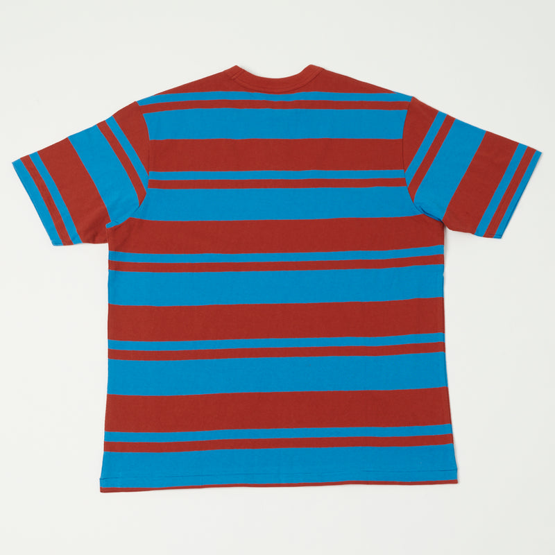 Freewheelers 'Power Wear' Random Striped Set-In Tee - Chilli Red/Sax
