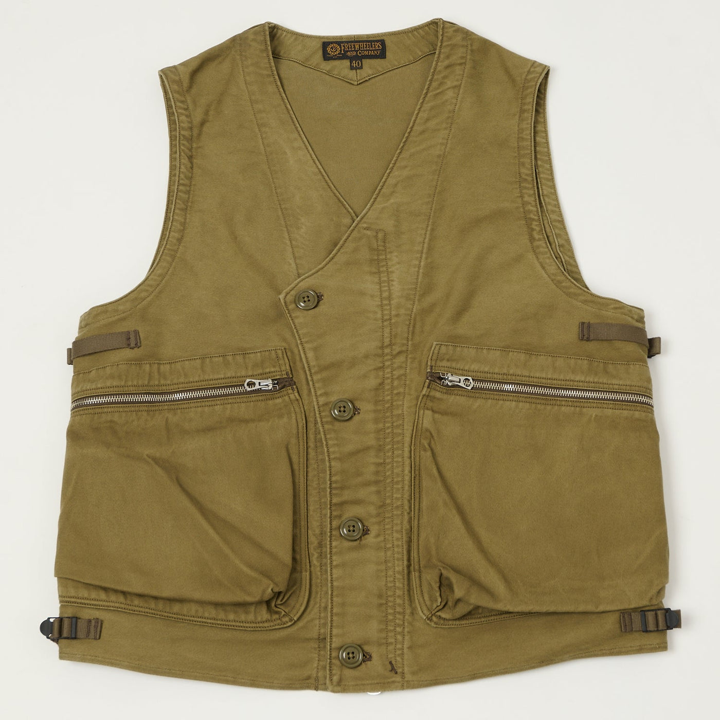 Freewheelers & Co 'Speed Engineer' Sleeveless Coat - Khaki