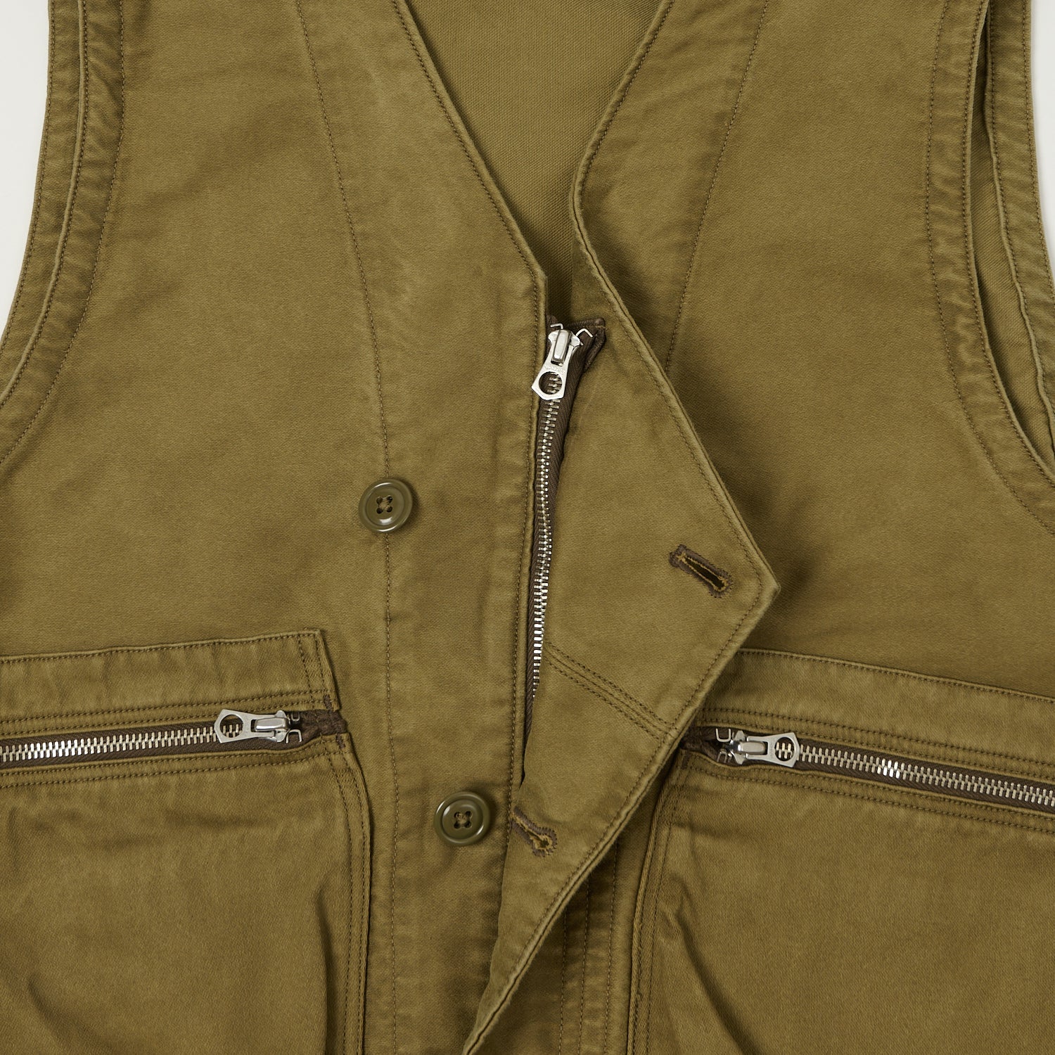 Freewheelers & Co 'Speed Engineer' Sleeveless Coat - Khaki