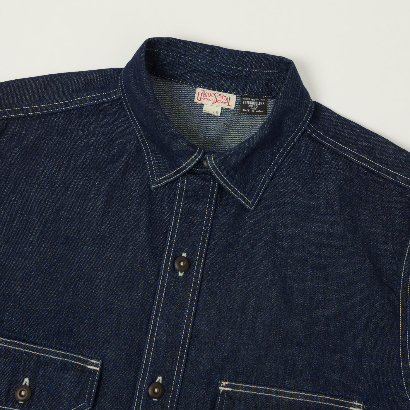 Freewheelers & Co Union Special Overalls 'Birner' 8.5oz Denim Mechanics Shirt - One Wash
