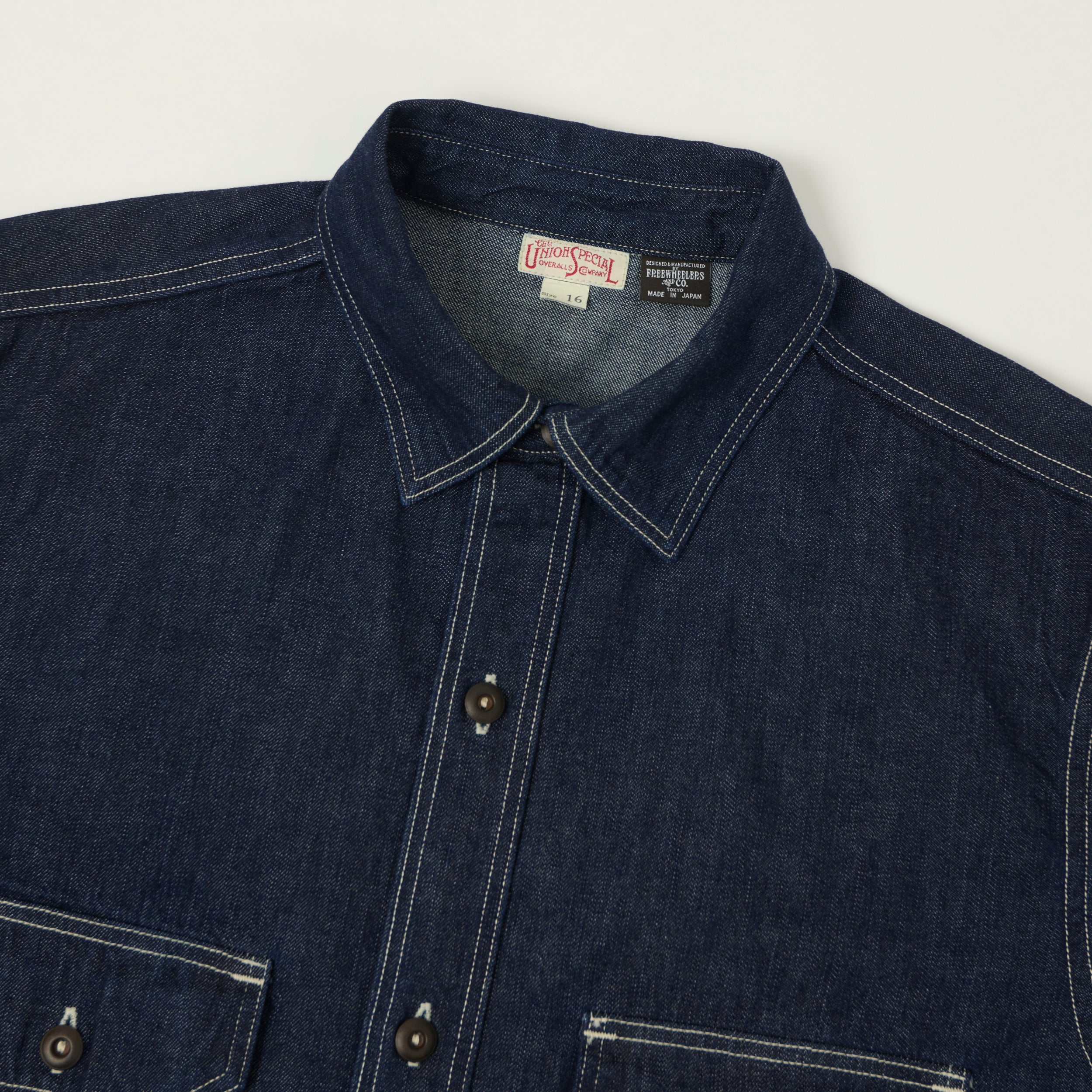 Freewheelers & Co Union Special Overalls 'Birner' 8.5oz Denim Mechanics Shirt - One Wash