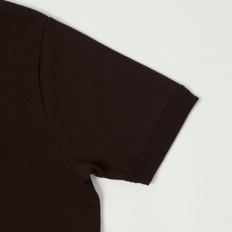 Fujito 'Easy' Solid Collar Knit Polo - Dark Brown