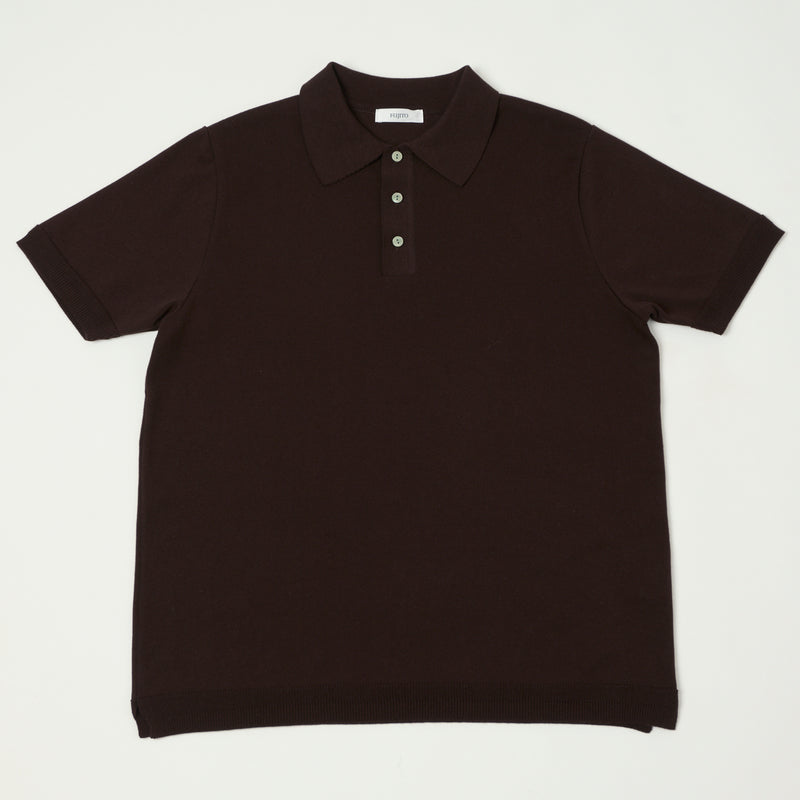 Fujito 'Easy' Solid Collar Knit Polo - Dark Brown